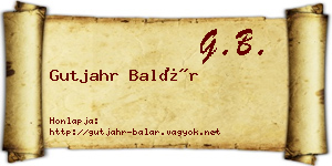 Gutjahr Balár névjegykártya